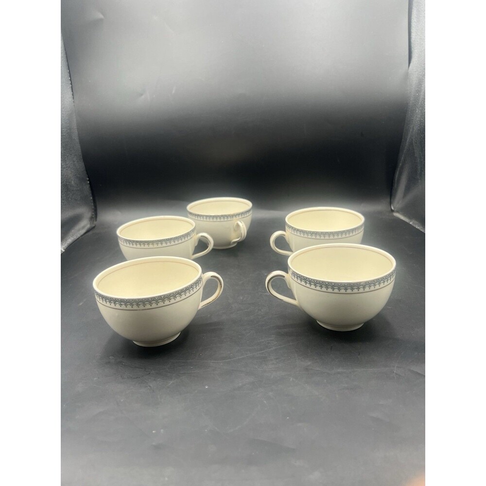 Vintage Alfred Meakin England Black Border Tea Cups Set of 5 Replacement